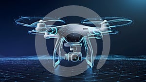 Futuristic Drone Technology Concept with Wireframe Design