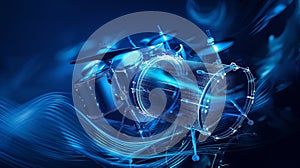Futuristic Drum Set in Blue Light