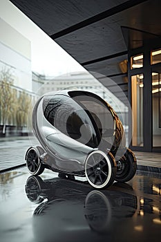 Futuristic E Cargo Trike with Tempered Glass Panels and Minimalist Aesthetic