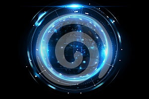 Futuristic earth hud hologram with digital data technology for advanced 3d globe visualization