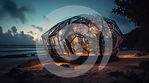 Futuristic Eco-structure Photoshoot: Sony A9 Captures Ultra-Detailed Images of Beachside Have