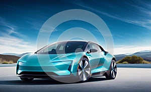 The Futuristic Electric Car Revolutionizes the Road. Future Unleashed. Generative AI