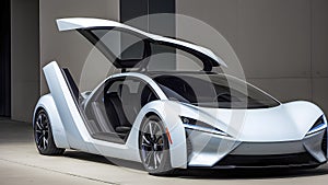 Futuristic Electric Sports Car with Gull-Wing Doors
