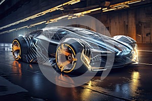 Futuristic Electric Supercar: Conceptual Image of High-Performance Electric Sports Car