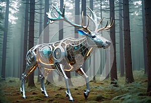 The Futuristic Elegance of a Robotic Elk in a Digitized World