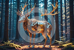 The Futuristic Elegance of a Robotic Elk in Nature
