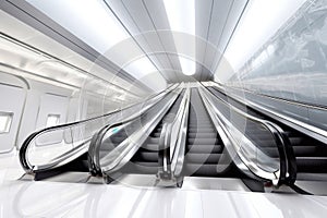 Empty Escalator Inside a Building, Generative AI