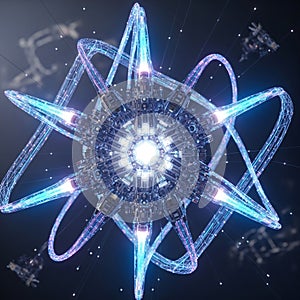 Futuristic Energy Core with Digital Network Orbits