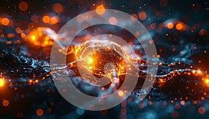 Futuristic Energy Core in a Digital Network