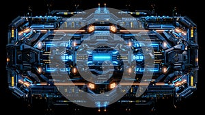 Futuristic Engine Core: High-Tech Spacecraft Interface, Cyberpunk Technology, Sci-Fi Design