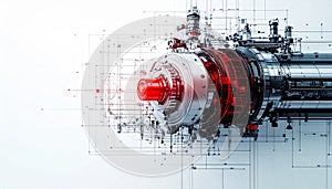 Futuristic Engine Design on Technical Blueprint