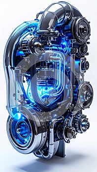 Futuristic Engine with Glowing Blue Core