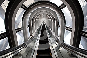 Futuristic escalator ,abstract space in a modern building