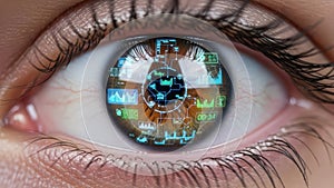 Futuristic Eye with Digital Interface Overlay