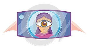 Futuristic Eye Interface with Cyber Elements, vector design Generative AI