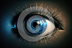 A futuristic eye processing data.Generative AI