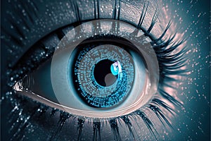 A futuristic eye processing data.Generative AI