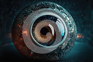 A futuristic eye processing data.Generative AI