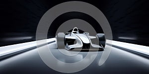 Futuristic F1 racing track with light at night concept. Generative AI