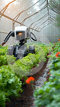 Futuristic farming Agricultural robotics streamline tasks, enhancing efficiency in vegetable cultivation