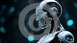 A Futuristic Female Android Posing Against A Blurred Background