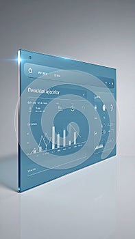 Futuristic Financial Dashboard on a Transparent Display