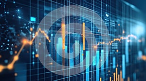 Futuristic Financial Data Analysis Interface with Interactive Graphs