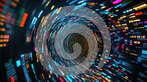 Futuristic Financial Data Visualization with Color-Coded Streams.