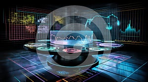 Futuristic Financial Data Visualization: Vibrant Success and Growth