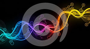 A colorful financial data visualization with flowing waveforms, representing futuristic analytics photo