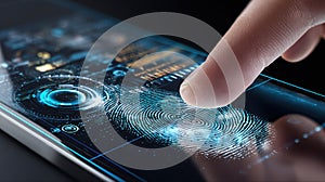 Futuristic Fingerprint Scanner on Glass Interface