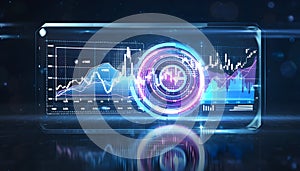 Futuristic Fintech Dashboard Interface Macro.