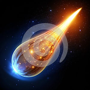 Floating glowing comet with rotating tail