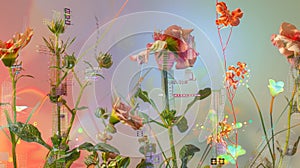 Futuristic Floral Cybernetic Ecosystem - Digital Nature Fusion