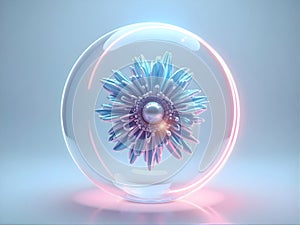 Futuristic Flower in a Glowing Bubble