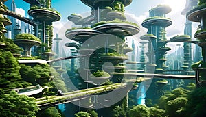 Futuristic forest city