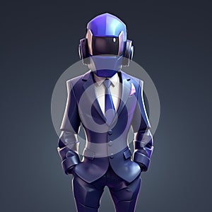 Futuristic Fortnite Character In Blue Suit With High Detail