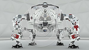 Futuristic four leg robot on white background