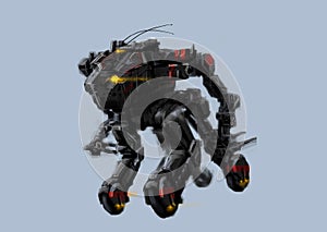 Futuristic four wheels robot separated from background concept art