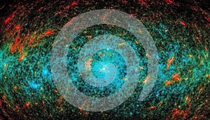 Futuristic galaxy backdrop with multi colored exploding stars and spirals generated by AI