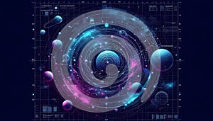 Futuristic Galaxy Map with Space Routes