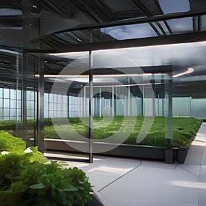 A futuristic garden room employing cutting-edge vertical farming and hi-tech climate control2