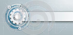 Futuristic Gear Construction Circuit Board Banner