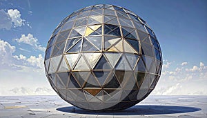 Futuristic Geodesic Sphere Architecture in a Cloudy Sky