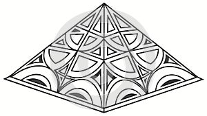 Futuristic Geometric Pyramid Structure Outline, vector design Generative AI
