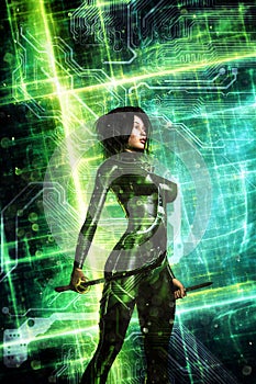 Futuristic girl cyberpunk