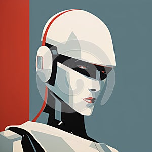 Futuristic Glam: An Animated Robot Portrait In White And Red