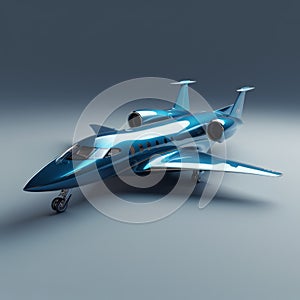 Futuristic Glamour: Blue 3d Jet Airplane Model With Ultra Realistic Rendering