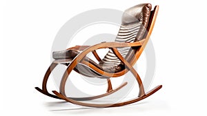 Futuristic Glamour Wooden Rocking Chair On White Background