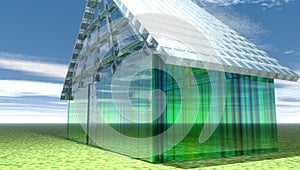 Futuristic glass building